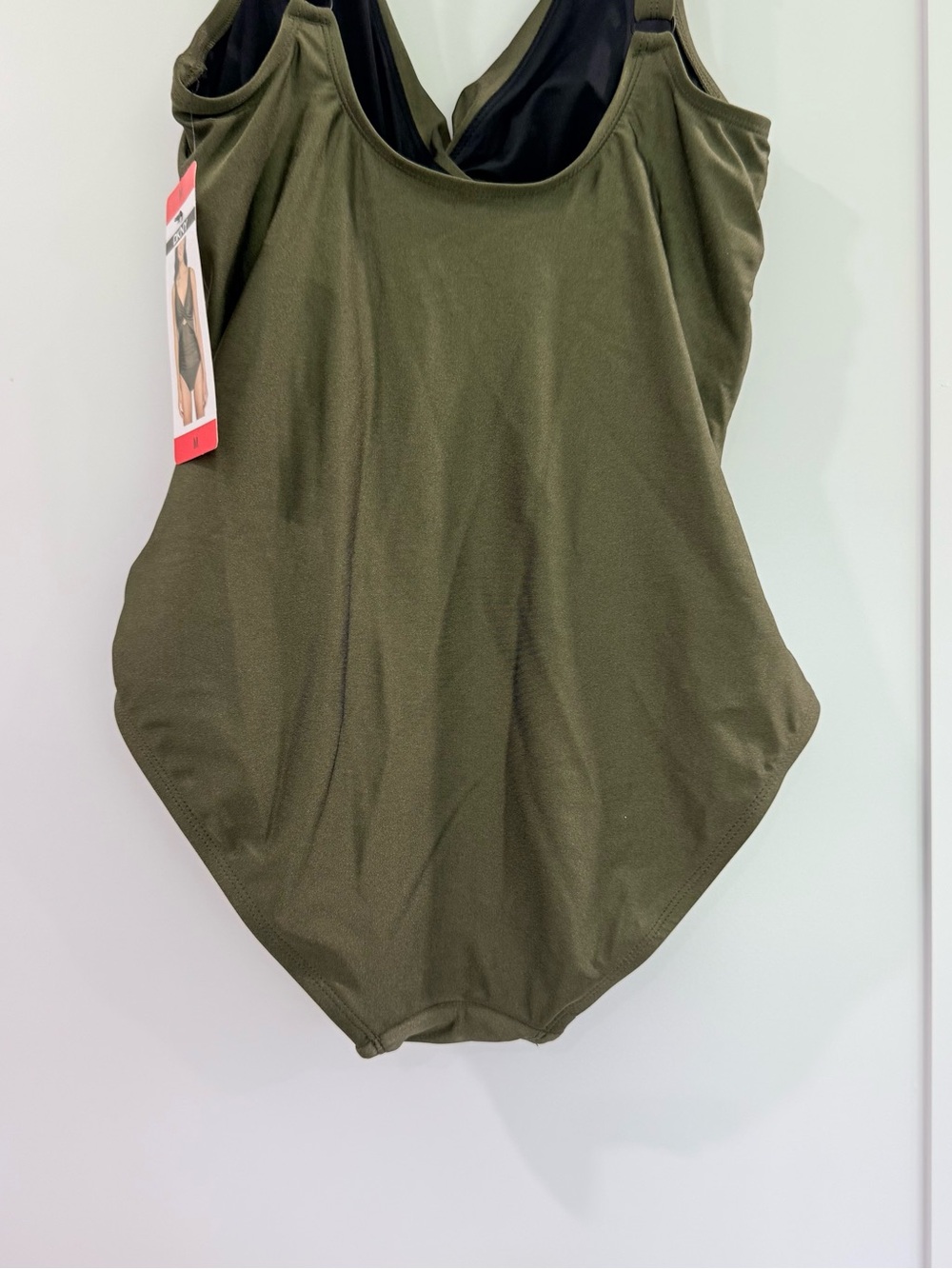 DKNY WOMENS Olive Green Twist-Front One-Piece Swimsuit medium NWT - Picture 2 of 16